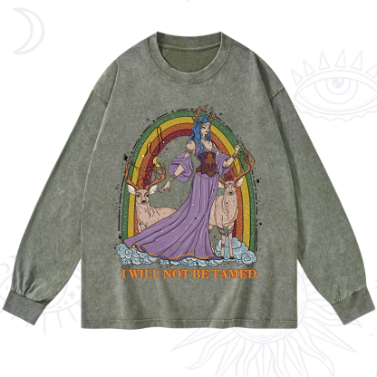 Purplehecate I Will No Be Tamed Washed Long Sleeve Shirt
