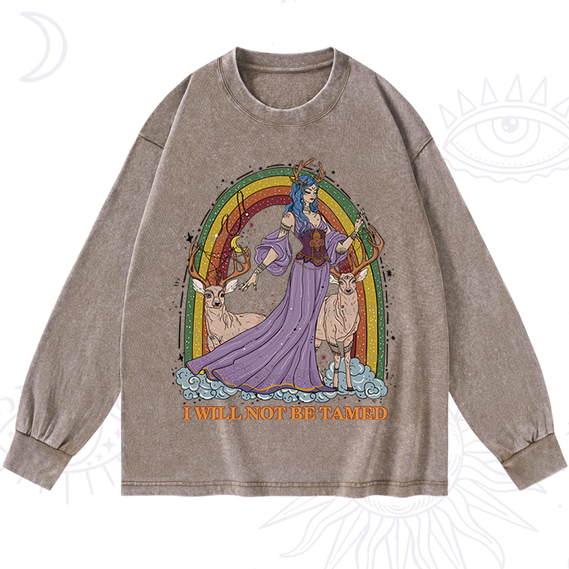 Purplehecate I Will No Be Tamed Washed Long Sleeve Shirt