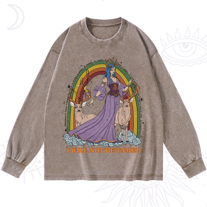 Purplehecate I Will No Be Tamed Washed Long Sleeve Shirt