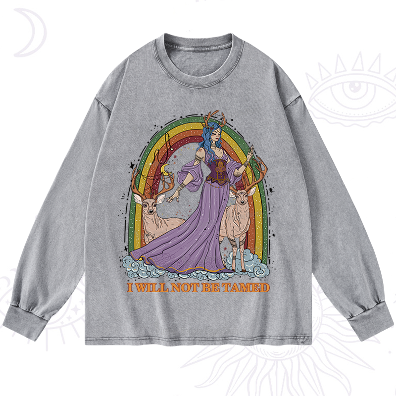 Purplehecate I Will No Be Tamed Washed Long Sleeve Shirt