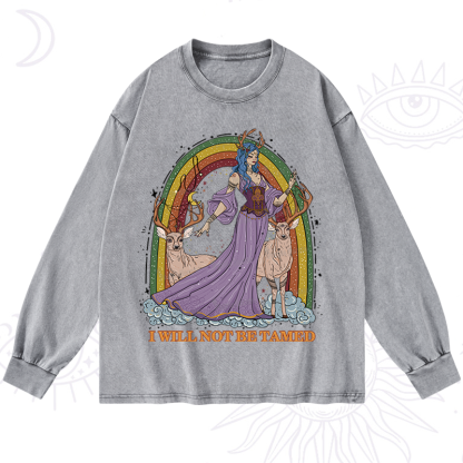 Purplehecate I Will No Be Tamed Washed Long Sleeve Shirt