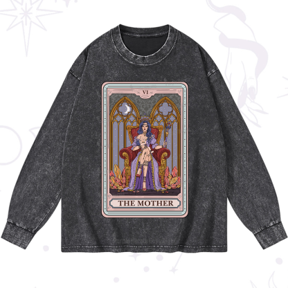 Purplehecate The Mother Tarot Card Washed Long Sleeve Shirt