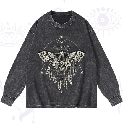Purplehecate Mystical Luna Moth Washed Long Sleeve Shirt