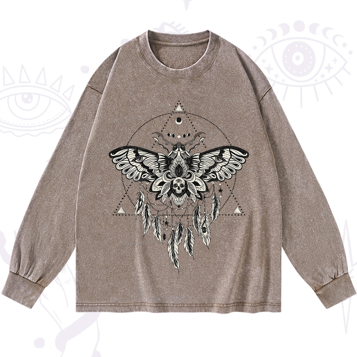Purplehecate Mystical Luna Moth Washed Long Sleeve Shirt