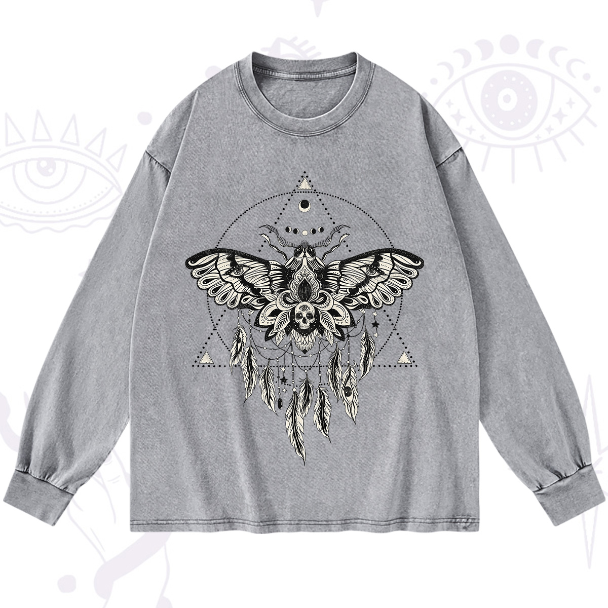 Purplehecate Mystical Luna Moth Washed Long Sleeve Shirt