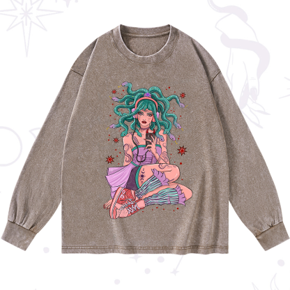 Purplehecate Gorgon Medusa Washed Long Sleeve Shirt