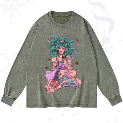 Purplehecate Gorgon Medusa Washed Long Sleeve Shirt