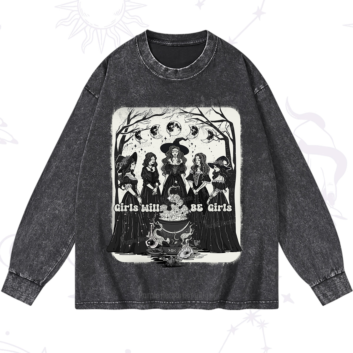 Purplehecate Girls Will Be Girls Washed Long Sleeve Shirt