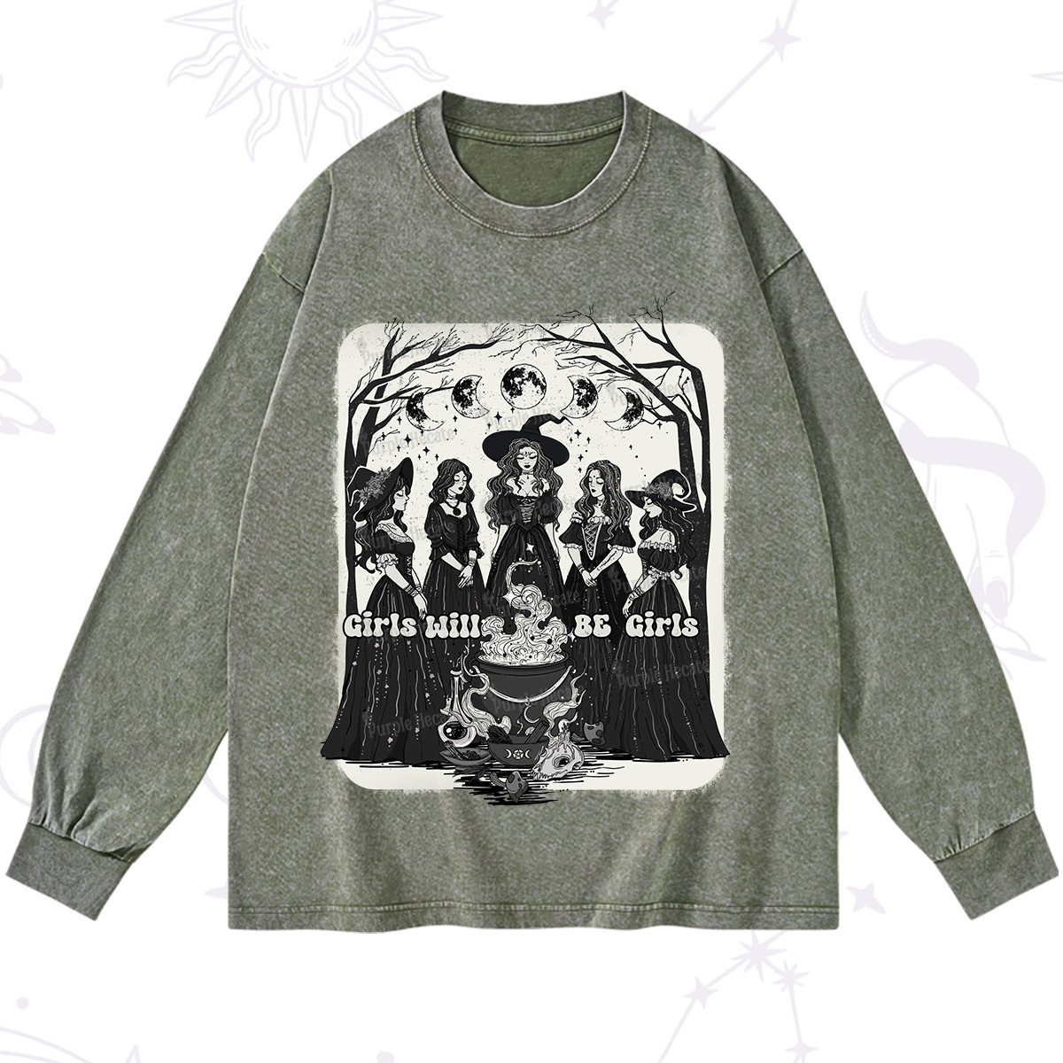 Purplehecate Girls Will Be Girls Washed Long Sleeve Shirt