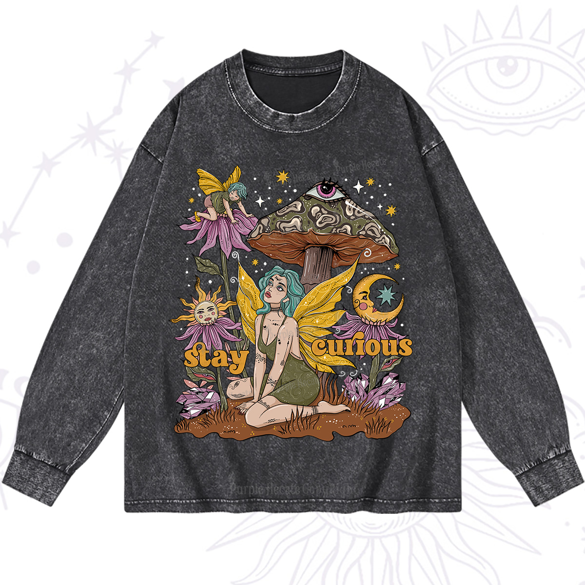 Purplehecate Stay Curious Washed Long Sleeve Shirt