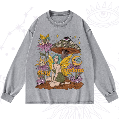 Purplehecate Stay Curious Washed Long Sleeve Shirt