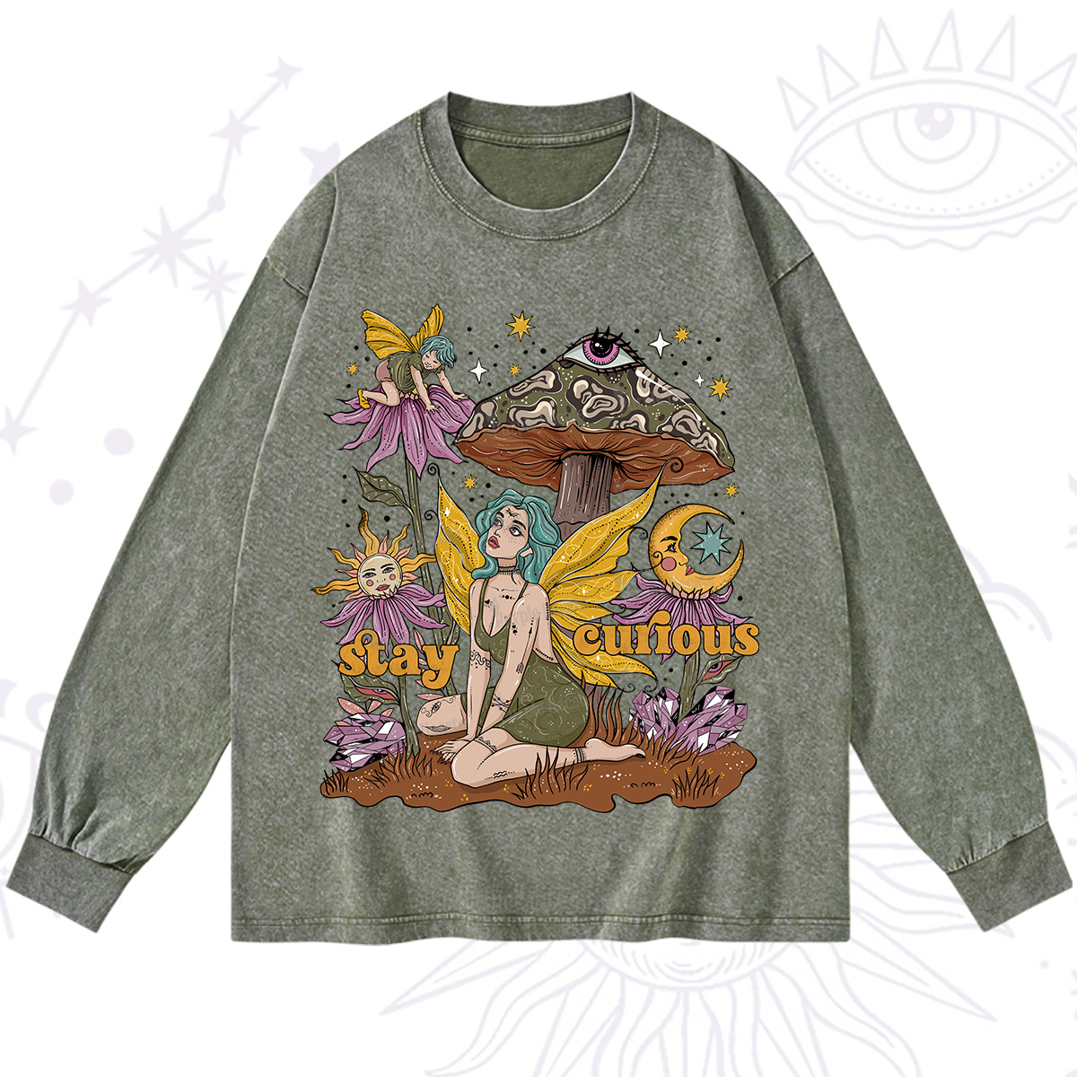 Purplehecate Stay Curious Washed Long Sleeve Shirt