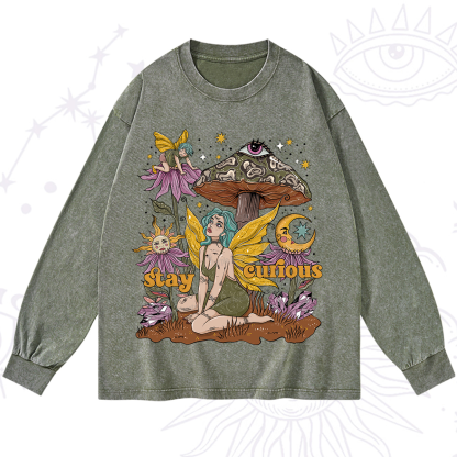 Purplehecate Stay Curious Washed Long Sleeve Shirt