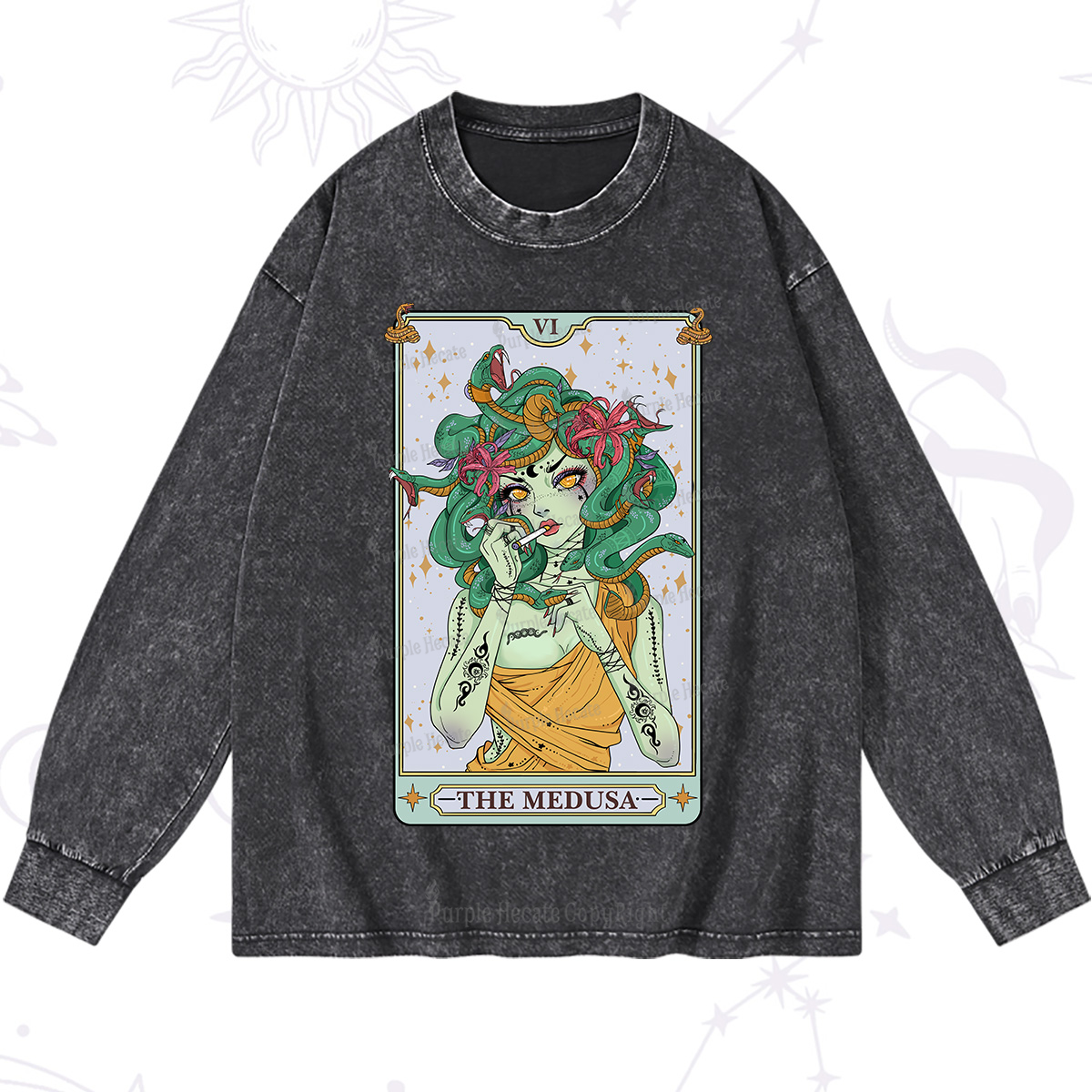 Purplehecate The Medusa Tarot Washed Long Sleeve Shirt