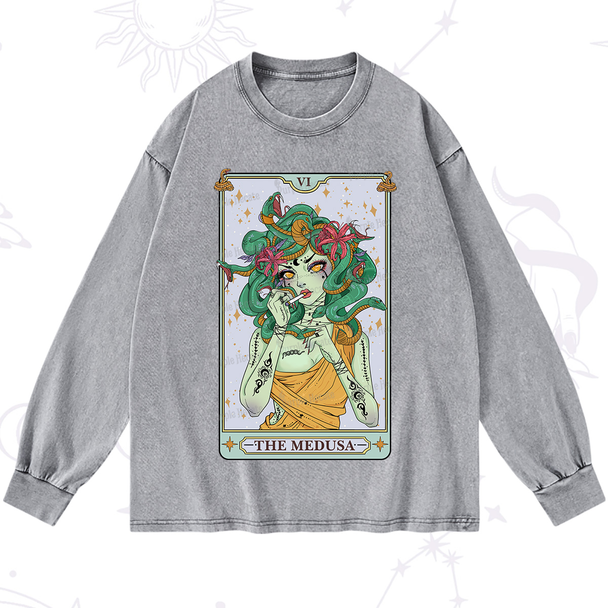Purplehecate The Medusa Tarot Washed Long Sleeve Shirt