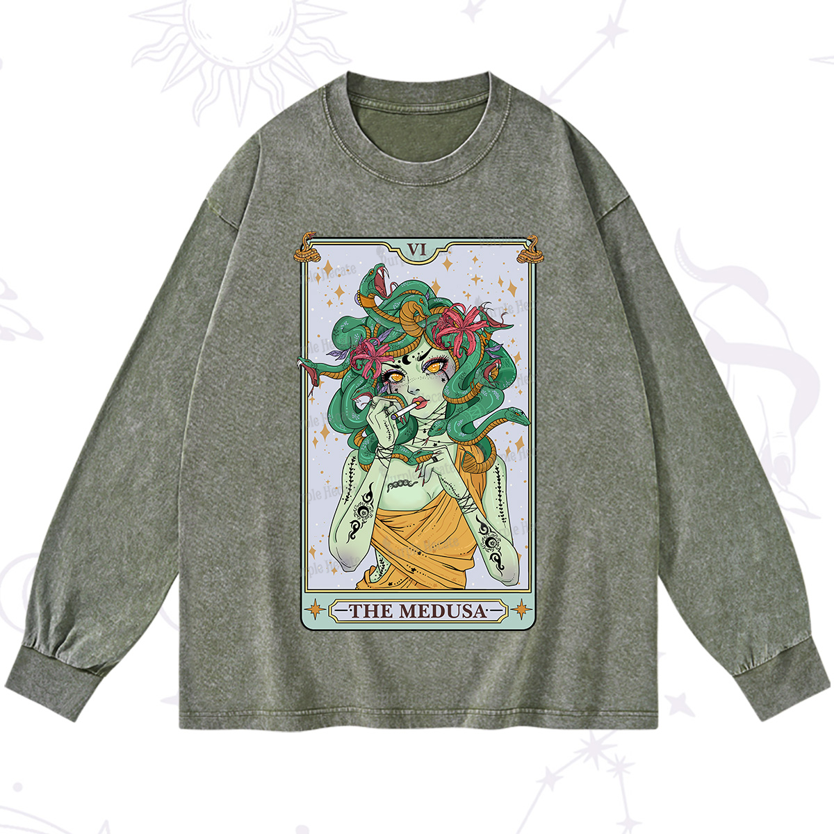 Purplehecate The Medusa Tarot Washed Long Sleeve Shirt