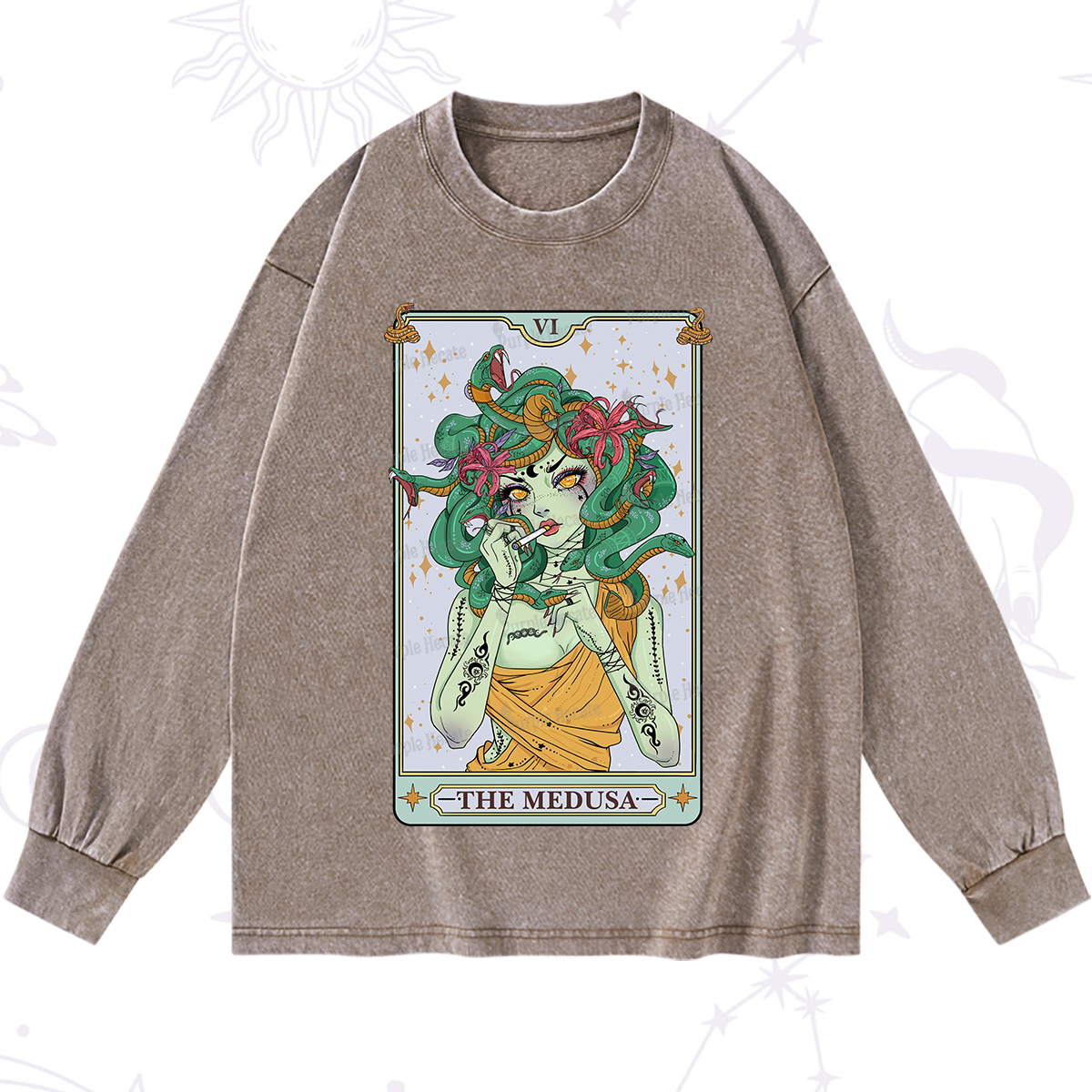 Purplehecate The Medusa Tarot Washed Long Sleeve Shirt