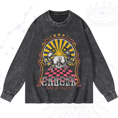Purplehecate Cancer Crew Zodiac Washed Long Sleeve Shirt