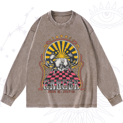 Purplehecate Cancer Crew Zodiac Washed Long Sleeve Shirt