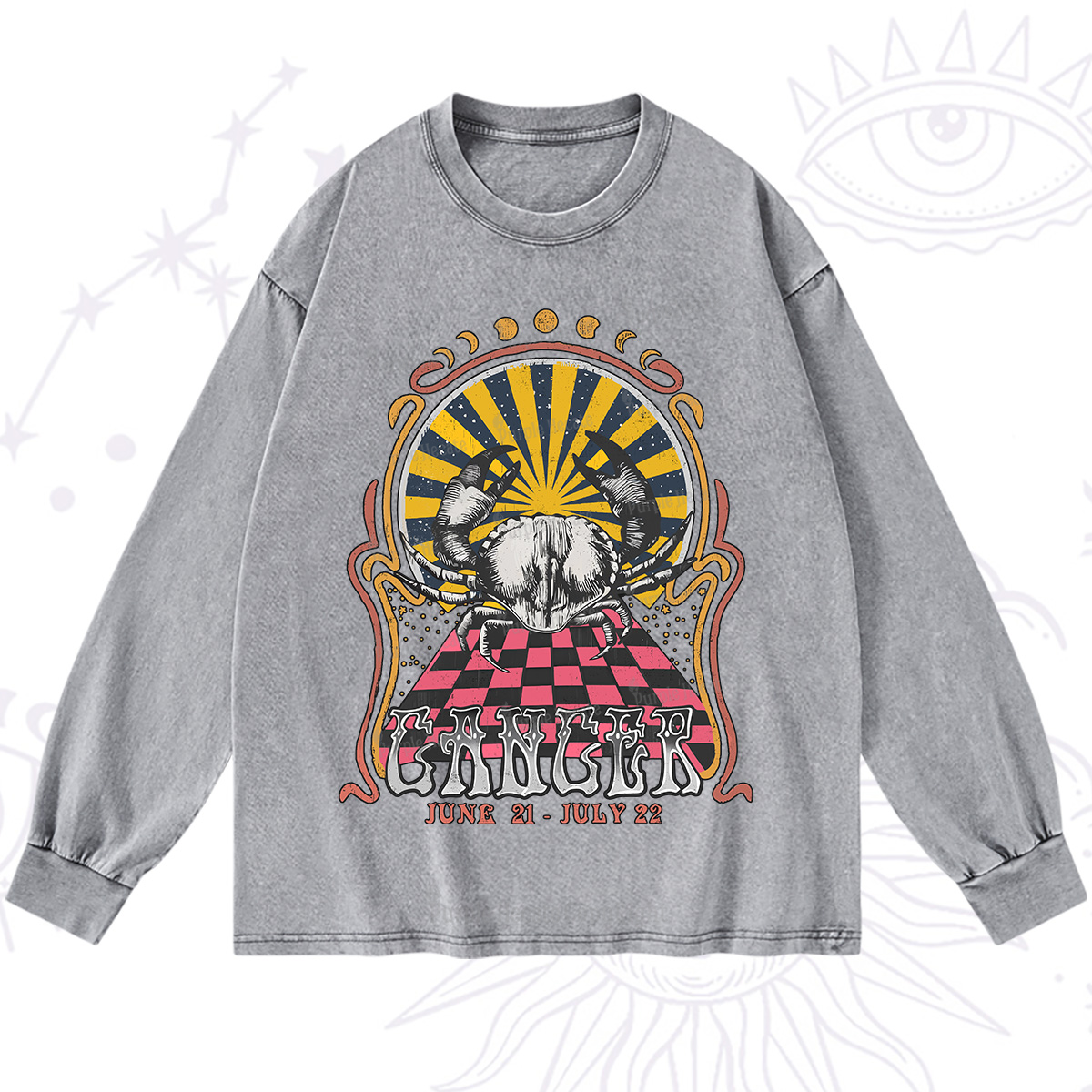 Purplehecate Cancer Crew Zodiac Washed Long Sleeve Shirt