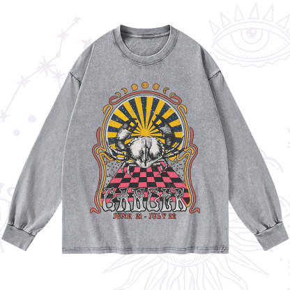 Purplehecate Cancer Crew Zodiac Washed Long Sleeve Shirt