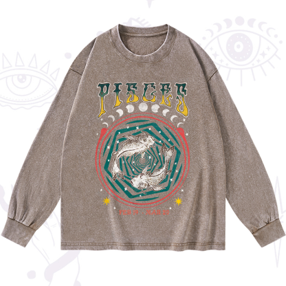 Purplehecate Pisces Crew Zodiac Washed Long Sleeve Shirt
