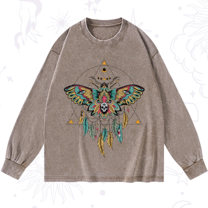 Purplehecate Dreamcatcher Moth Wings Washed Long Sleeve Shirt