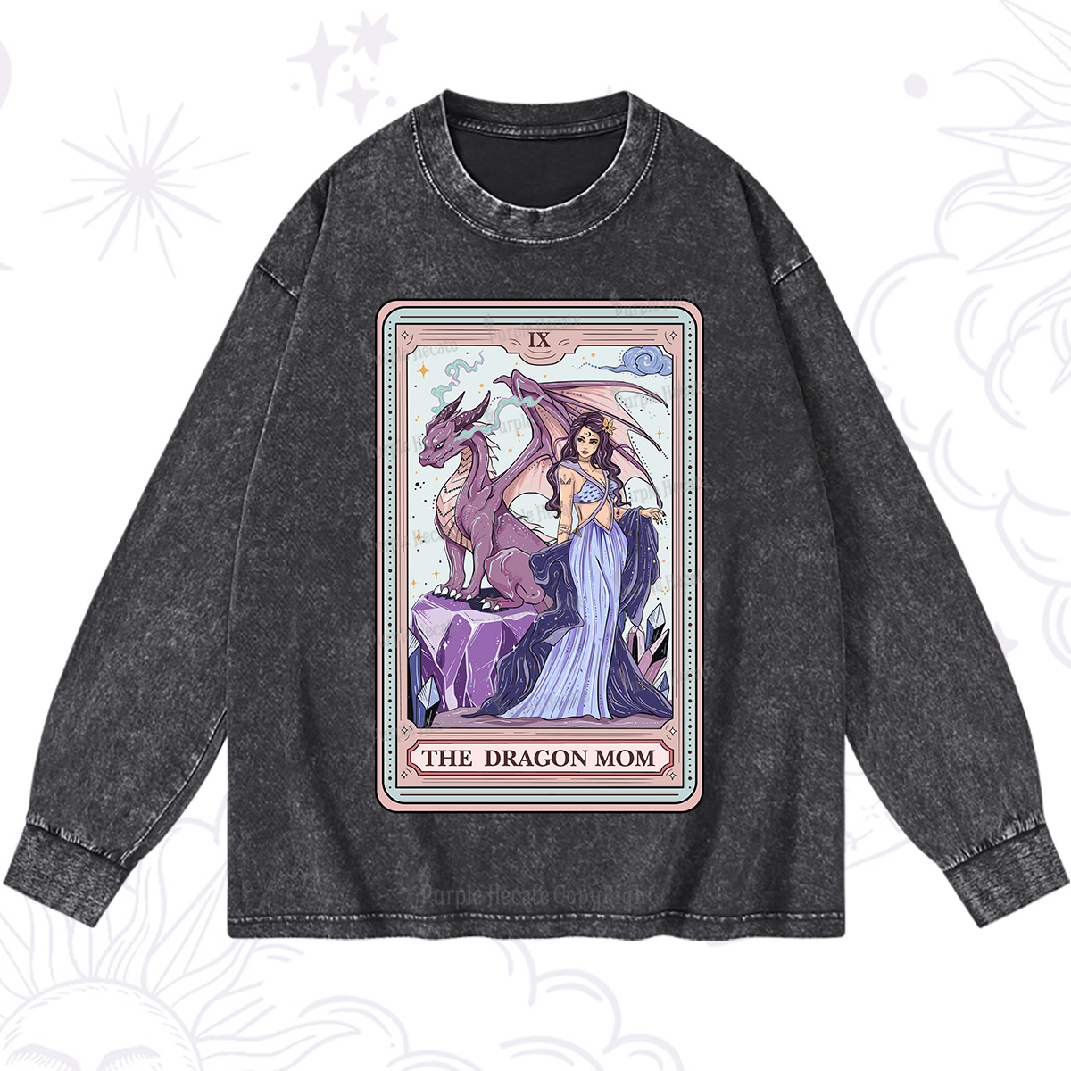 Purplehecate The Dragon Mom Tarot Washed Long Sleeve Shirt
