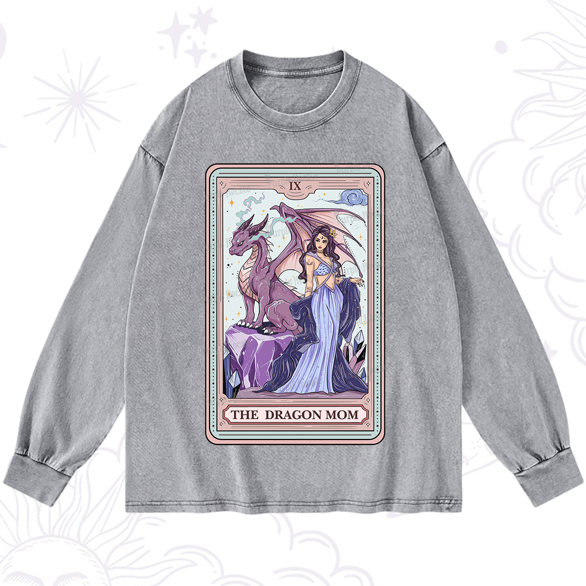 Purplehecate The Dragon Mom Tarot Washed Long Sleeve Shirt
