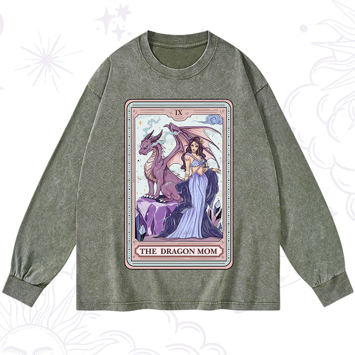 Purplehecate The Dragon Mom Tarot Washed Long Sleeve Shirt