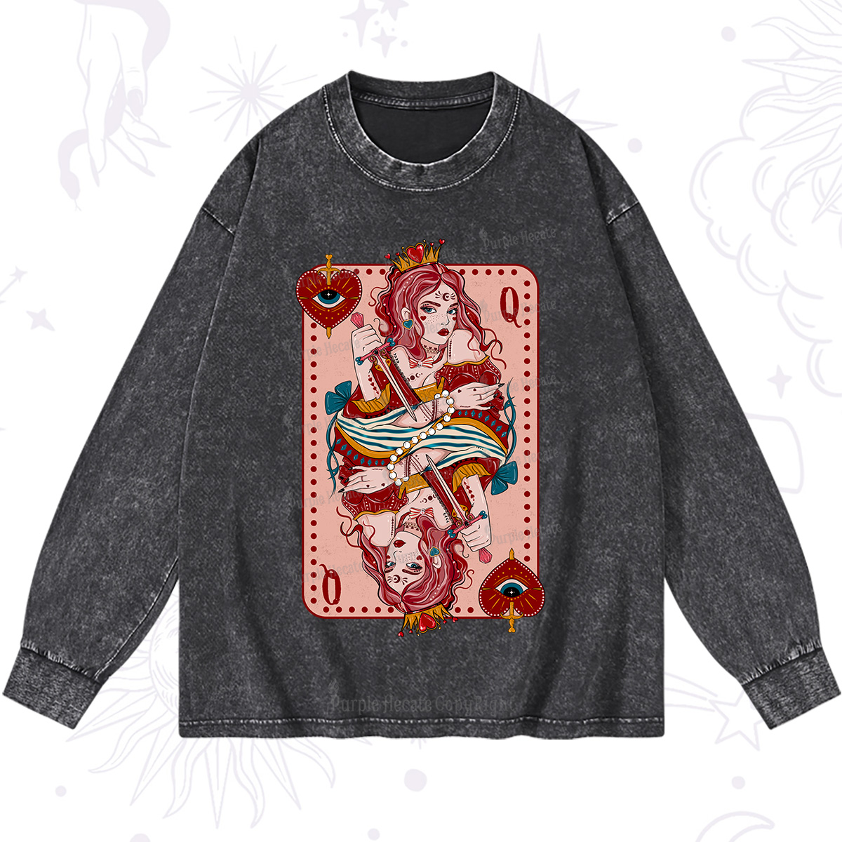 Purplehecate Queen of Hearts Washed Long Sleeve Shirt