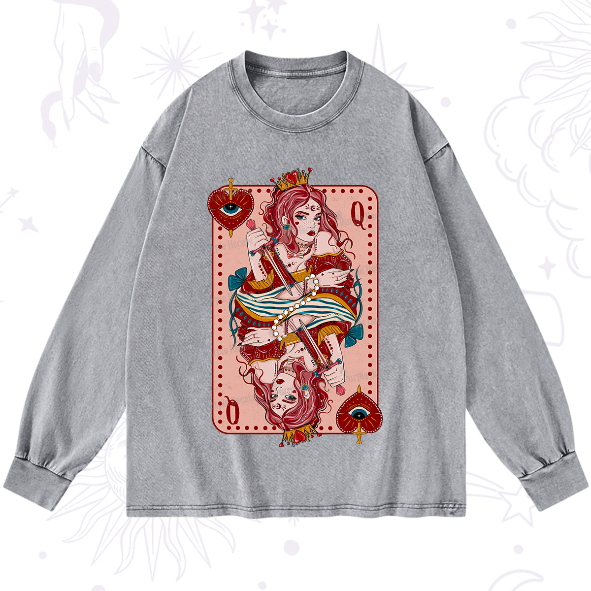 Purplehecate Queen of Hearts Washed Long Sleeve Shirt