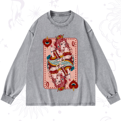 Purplehecate Queen of Hearts Washed Long Sleeve Shirt
