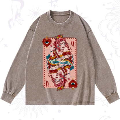 Purplehecate Queen of Hearts Washed Long Sleeve Shirt