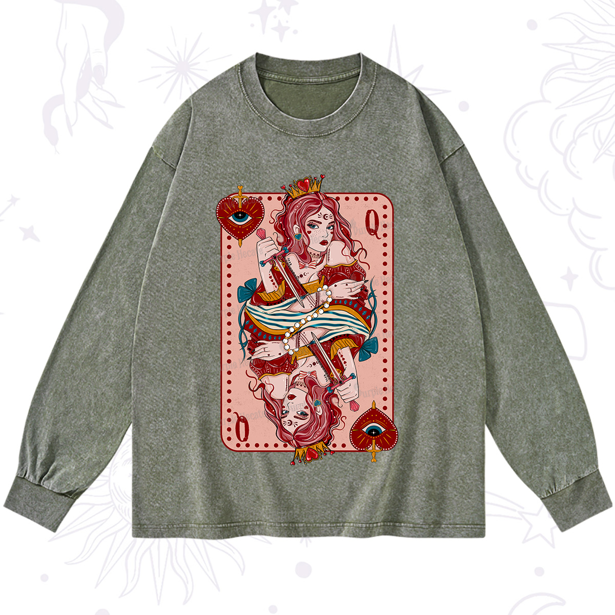 Purplehecate Queen of Hearts Washed Long Sleeve Shirt