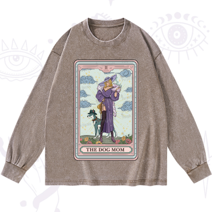 Purplehecate The Dog Mom Tarot Washed Long Sleeve Shirt