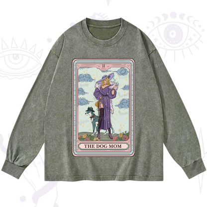 Purplehecate The Dog Mom Tarot Washed Long Sleeve Shirt