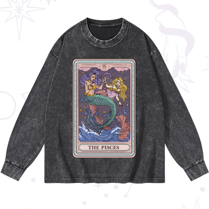Purplehecate The Pisces Tarot Washed Long Sleeve Shirt