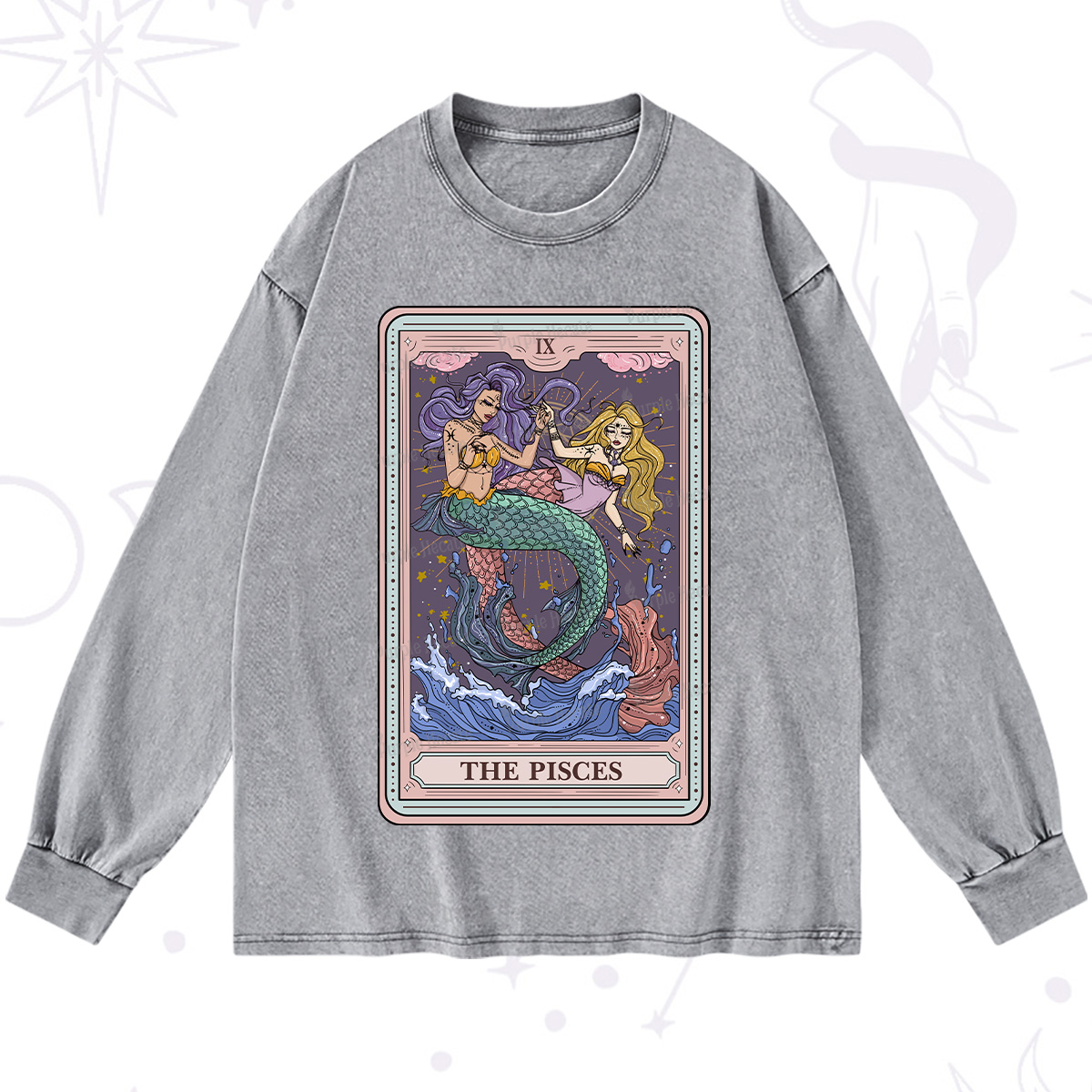 Purplehecate The Pisces Tarot Washed Long Sleeve Shirt