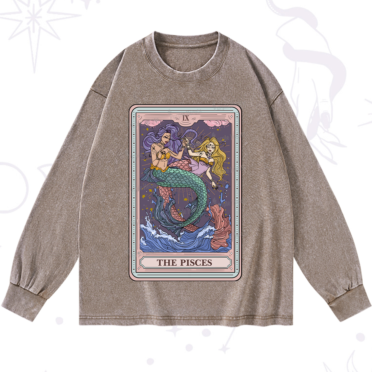 Purplehecate The Pisces Tarot Washed Long Sleeve Shirt