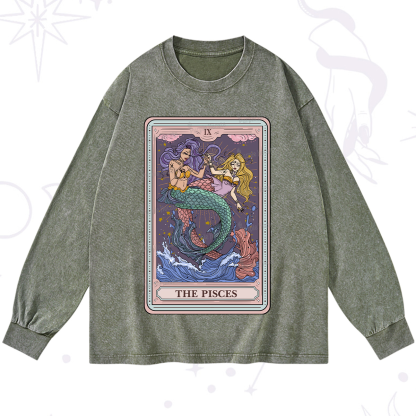 Purplehecate The Pisces Tarot Washed Long Sleeve Shirt
