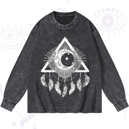 Purplehecate Starry Moon Dreamcatcher Washed Long Sleeve Shirt