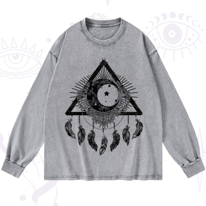 Purplehecate Starry Moon Dreamcatcher Washed Long Sleeve Shirt