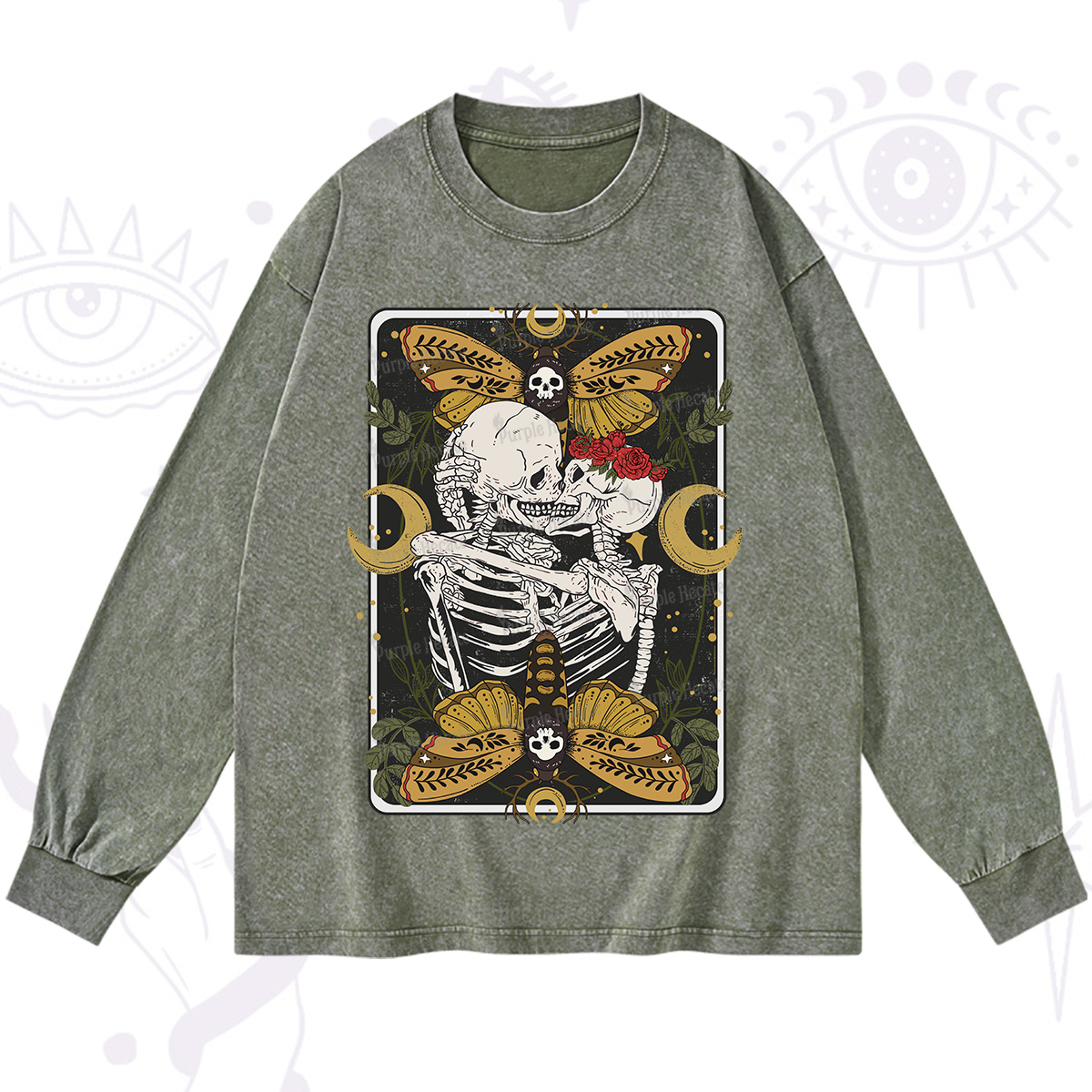 Purplehecate Deathless Moonlit Love Washed Long Sleeve Shirt