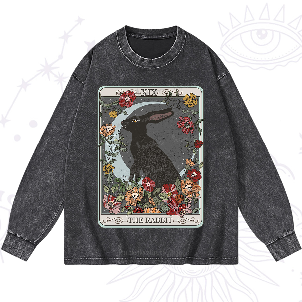 Purplehecate The Rabbit Tarot Washed Long Sleeve Shirt