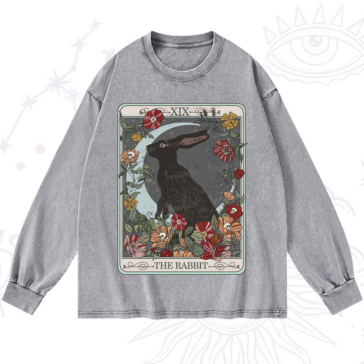 Purplehecate The Rabbit Tarot Washed Long Sleeve Shirt