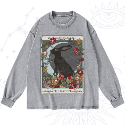 Purplehecate The Rabbit Tarot Washed Long Sleeve Shirt