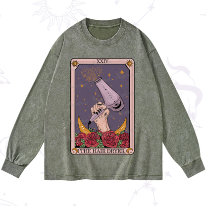 Purplehecate The Hair Dryer Tarot Washed Long Sleeve Shirt