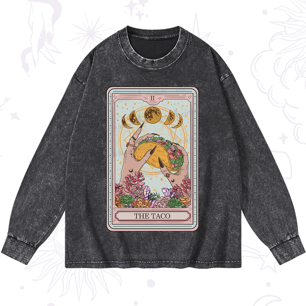 Purplehecate The Taco Tarot Washed Long Sleeve Shirt