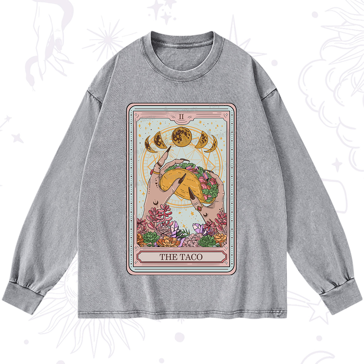 Purplehecate The Taco Tarot Washed Long Sleeve Shirt